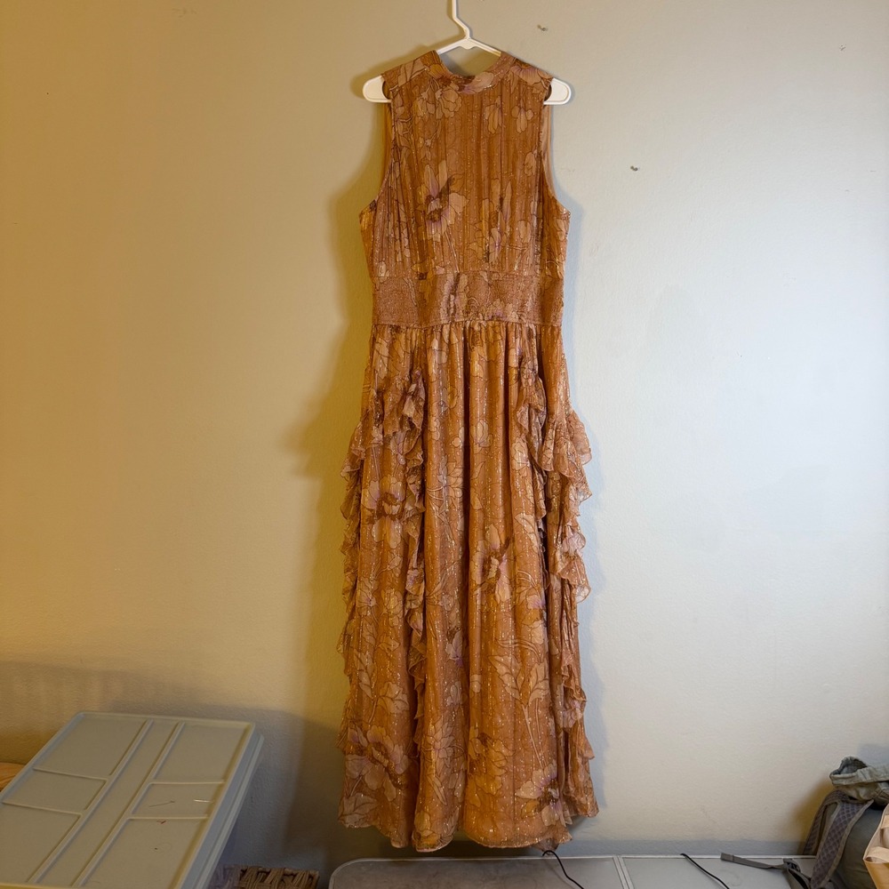 BHLDN Rust Floral Maxi Dress